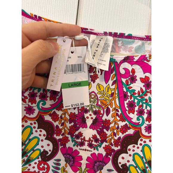 Trina Turk Hawaiian Garden Boatneck Tunic Swim Cover-Up Dress Size M NWT - Picture 7 of 7